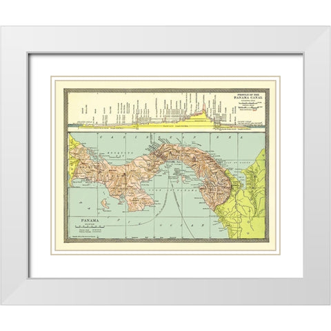 Profile of Canal Panama Central America - 1904 White Modern Wood Framed Art Print with Double Matting by Unknown