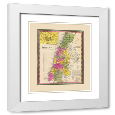 Palestine Israel - Mitchell 1846 White Modern Wood Framed Art Print with Double Matting by Mitchell