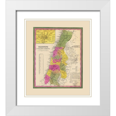 Palestine Israel - Mitchell 1846 White Modern Wood Framed Art Print with Double Matting by Mitchell