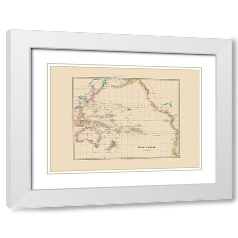 Pacific Ocean - Arrowsmith 1844 White Modern Wood Framed Art Print with Double Matting by Arrowsmith