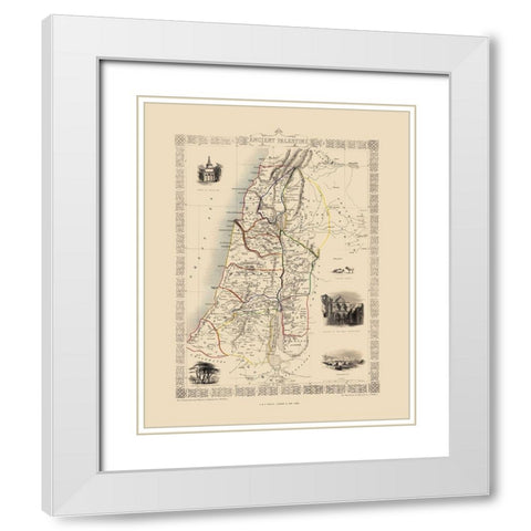 Ancient Palestine Israel - Tallis 1851 White Modern Wood Framed Art Print with Double Matting by Tallis