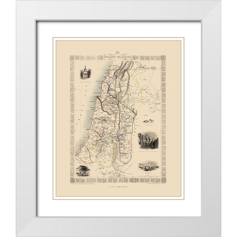 Ancient Palestine Israel - Tallis 1851 White Modern Wood Framed Art Print with Double Matting by Tallis