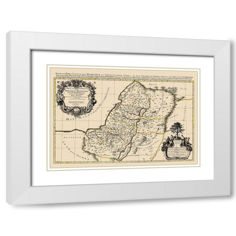 Palestine Israel - Jaillot 1874 White Modern Wood Framed Art Print with Double Matting by Jaillot
