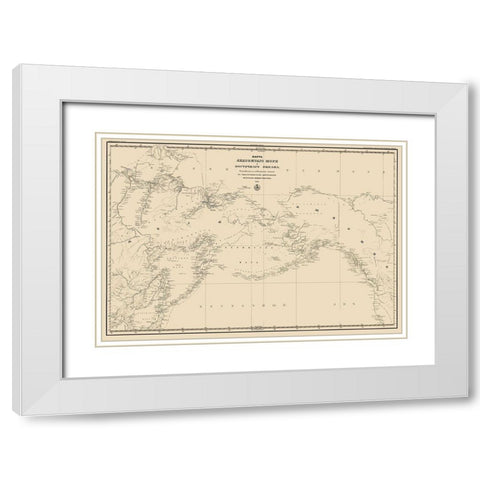 Pacific Ocean Asia N America Northern Hemisphere White Modern Wood Framed Art Print with Double Matting by Unknown