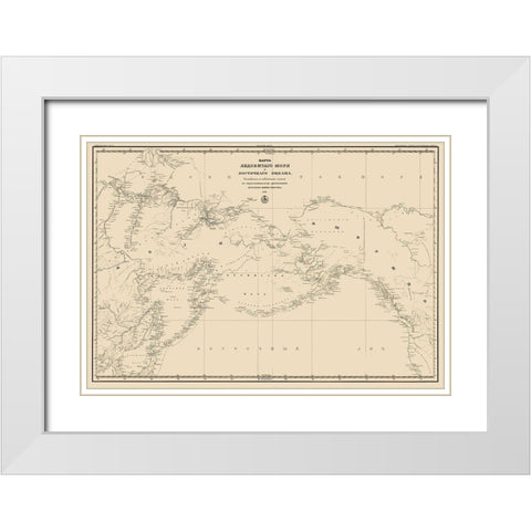 Pacific Ocean Asia N America Northern Hemisphere White Modern Wood Framed Art Print with Double Matting by Unknown