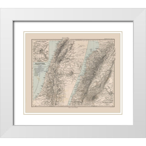 Middle East Palestine Israel Lebanon - Stieler White Modern Wood Framed Art Print with Double Matting by Stieler