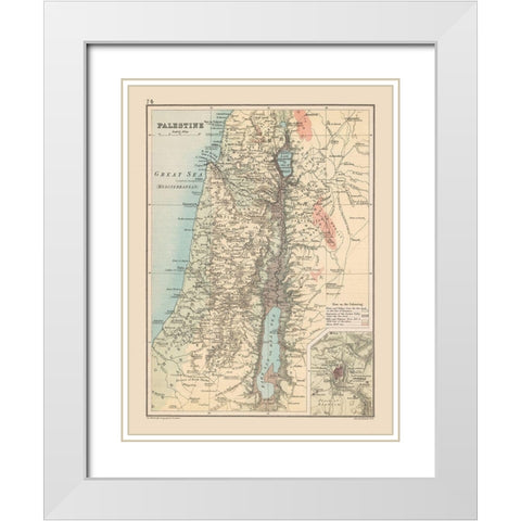 Middle East Palestine Elevation Israel White Modern Wood Framed Art Print with Double Matting by Bartholomew