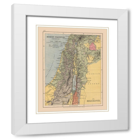 Middle East Physical Palestine Israel - Case 1878 White Modern Wood Framed Art Print with Double Matting by Case