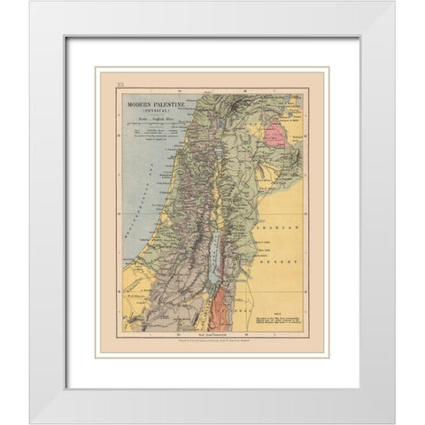 Middle East Physical Palestine Israel - Case 1878 White Modern Wood Framed Art Print with Double Matting by Case