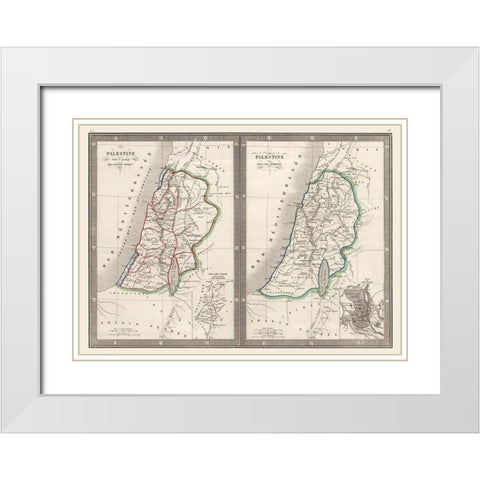 Middle East Palestine Israel - Monin 1839 White Modern Wood Framed Art Print with Double Matting by Monin