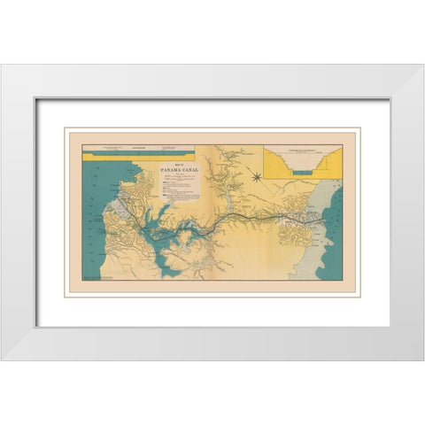 Central America Panama Canal - Hammond 1910 White Modern Wood Framed Art Print with Double Matting by Hammond