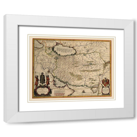 Middle East Persia - Blaeu 1662 White Modern Wood Framed Art Print with Double Matting by Blaeu