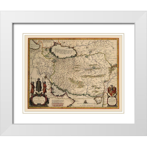 Middle East Persia - Blaeu 1662 White Modern Wood Framed Art Print with Double Matting by Blaeu
