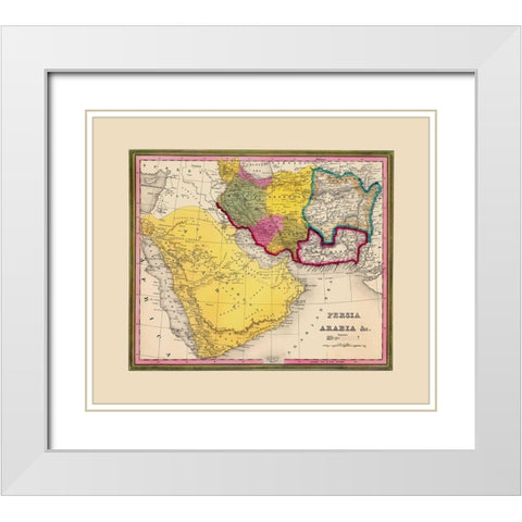 Middle East Persia Arabia Yemen - Mitchell 1846 White Modern Wood Framed Art Print with Double Matting by Mitchell