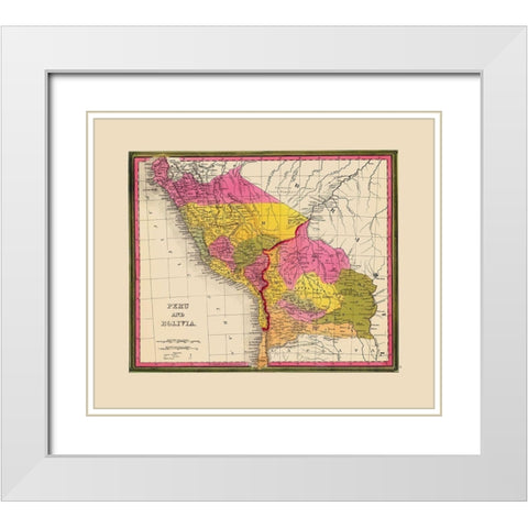 South America Peru Bolivia - Mitchell 1846 White Modern Wood Framed Art Print with Double Matting by Mitchell