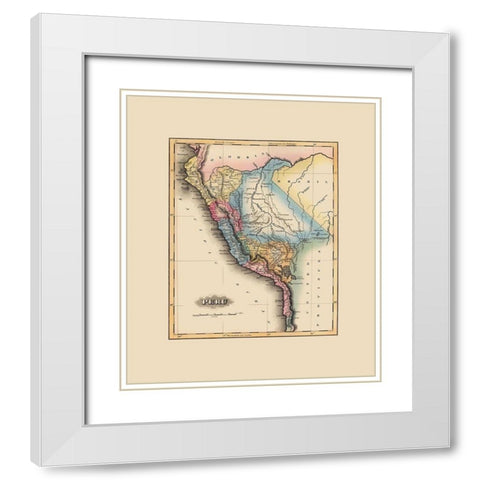 South America Peru - Lucas 1823 White Modern Wood Framed Art Print with Double Matting by Lucas