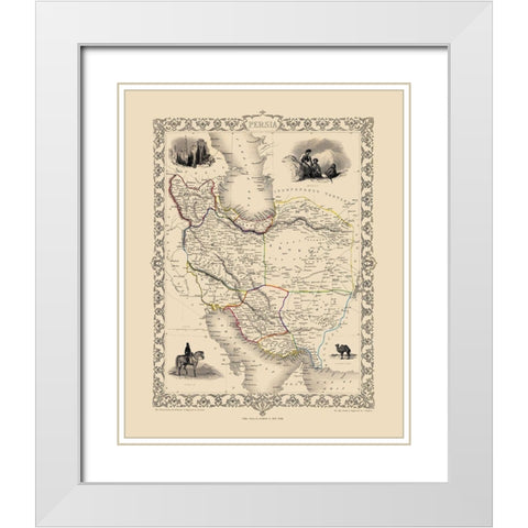 Middle East Persia - Tallis 1851 White Modern Wood Framed Art Print with Double Matting by Tallis