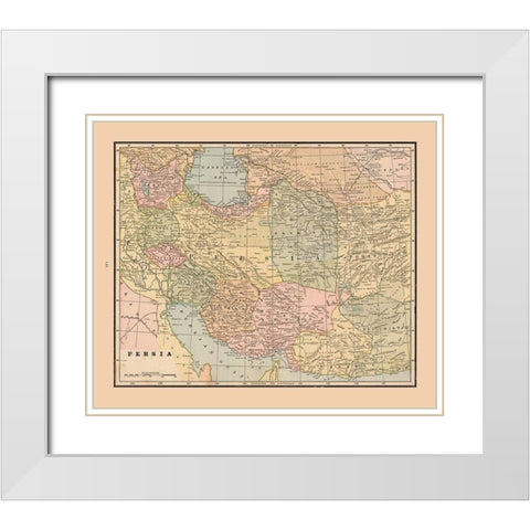 Middle East Persia - Cram 1888 White Modern Wood Framed Art Print with Double Matting by Cram