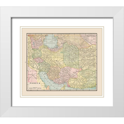 Middle East Persia - Cram 1892 White Modern Wood Framed Art Print with Double Matting by Cram