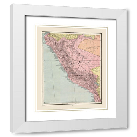 South America Peru - Cram 1892 White Modern Wood Framed Art Print with Double Matting by Cram