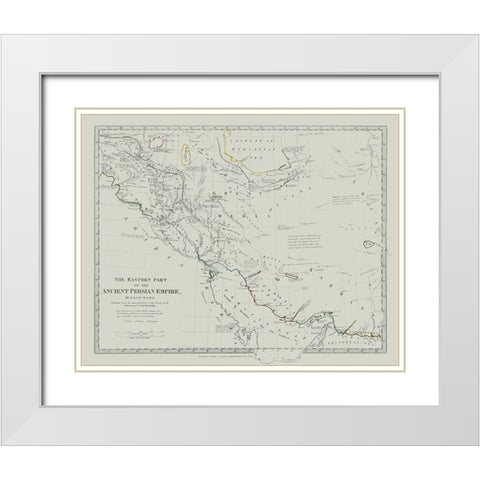 Middle East Persian Empire Eastern - Long 1831 White Modern Wood Framed Art Print with Double Matting by Long
