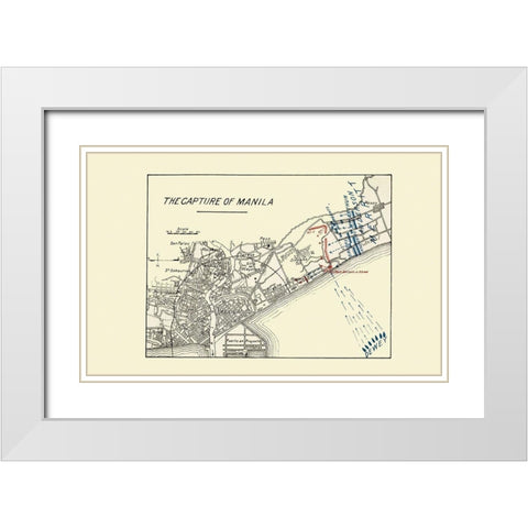 Capture of Manila Philippines 1898 White Modern Wood Framed Art Print with Double Matting by Dewey