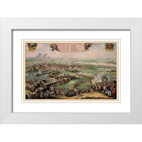 Philippsburg Castle Siege Germany - DeHooghe 1676 White Modern Wood Framed Art Print with Double Matting by De Hooghe