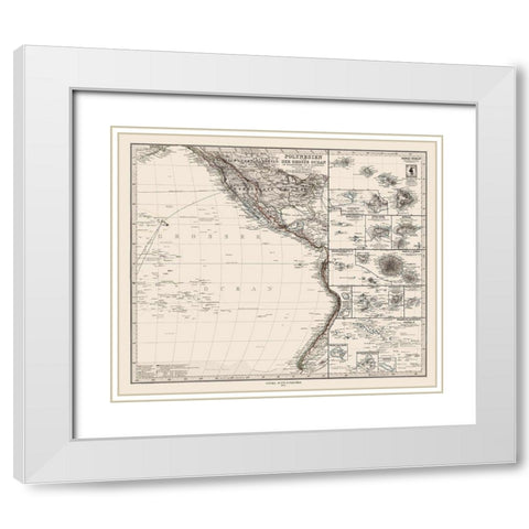 Pacific Polynesia Oceania - Petermann 1872 White Modern Wood Framed Art Print with Double Matting by Petermann