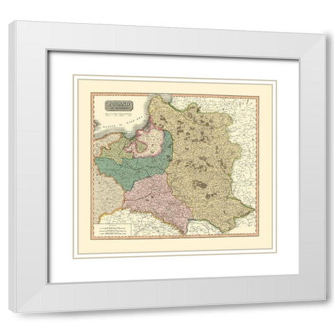 Eastern Europe Poland - Thomson 1817 White Modern Wood Framed Art Print with Double Matting by Thomson