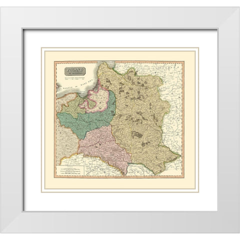 Eastern Europe Poland - Thomson 1817 White Modern Wood Framed Art Print with Double Matting by Thomson