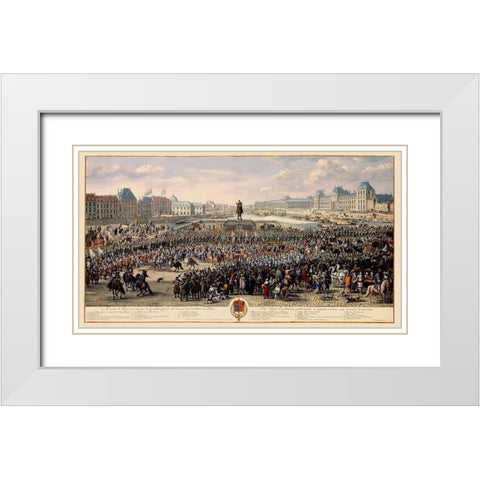 Pont Neuf Paris Picture France - Huchtenburg 1690 White Modern Wood Framed Art Print with Double Matting by Huchtenburg