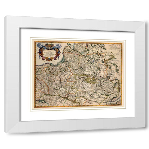 Eastern Europe Poland - Visscher 1680 White Modern Wood Framed Art Print with Double Matting by Visscher