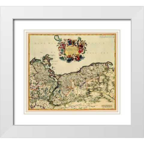 Pomerania Province Germany Poland - De Wit 1688 White Modern Wood Framed Art Print with Double Matting by De Wit