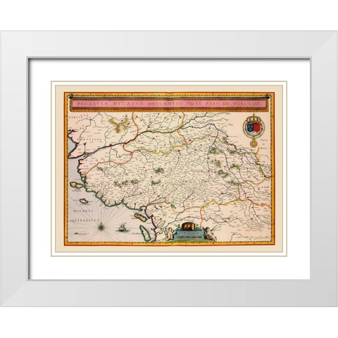 Pays de la Loire Region France - Blaeu 1635 White Modern Wood Framed Art Print with Double Matting by Blaeu