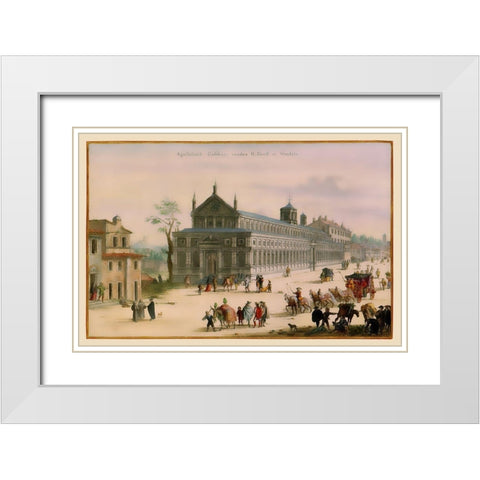 Popes Palace Rome Picture Italy - Visscher 1681 White Modern Wood Framed Art Print with Double Matting by Visscher