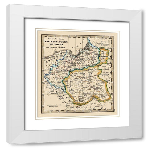 Eastern Europe Prussia Poland - Stieler 1852 White Modern Wood Framed Art Print with Double Matting by Stieler