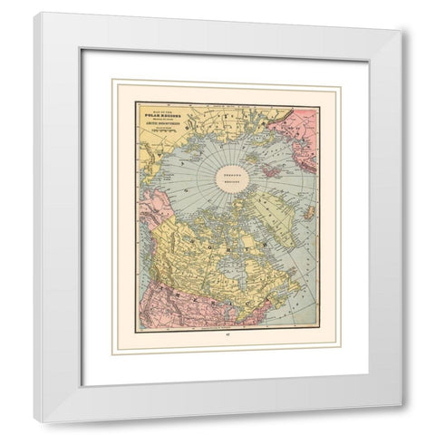 Polar Regions Arctic Discoveries - Cram 1888 White Modern Wood Framed Art Print with Double Matting by Cram