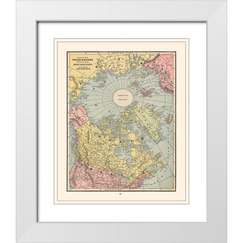 Polar Regions Arctic Discoveries - Cram 1888 White Modern Wood Framed Art Print with Double Matting by Cram