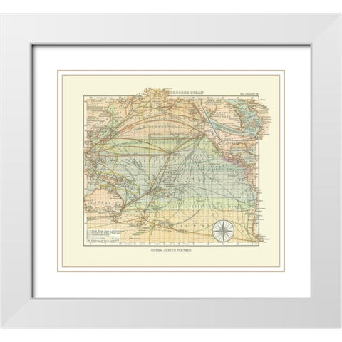 Pacific Ocean - Perthes 1914 White Modern Wood Framed Art Print with Double Matting by Perthes