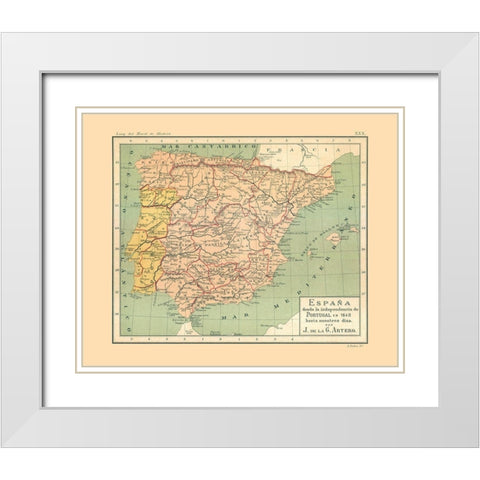 Europe Portugal Spain Independence 1640 AD White Modern Wood Framed Art Print with Double Matting by Artero