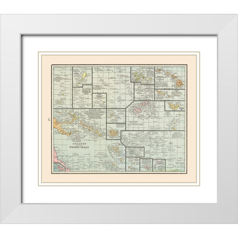 Pacific Ocean Islands - Cram 1892 White Modern Wood Framed Art Print with Double Matting by Cram