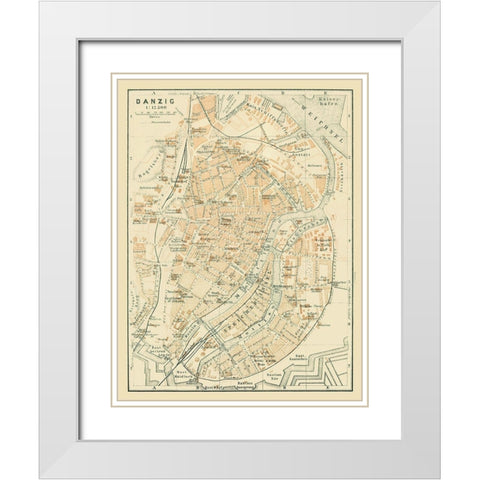 Europe Danzig Gdansk Poland - Baedeker 1914 White Modern Wood Framed Art Print with Double Matting by Baedeker