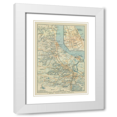 Europe Sopot Poland - Baedeker 1914 White Modern Wood Framed Art Print with Double Matting by Baedeker