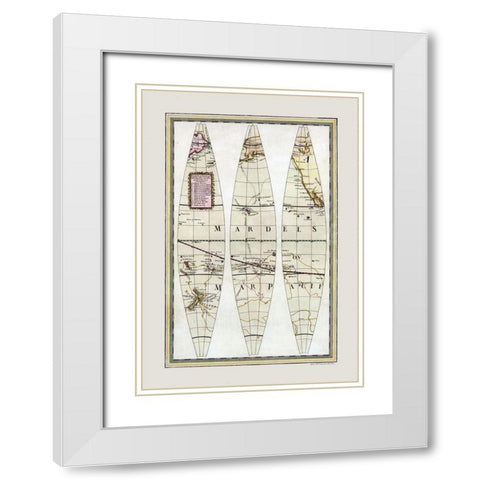 Pacific Ocean - Cassini 1790 White Modern Wood Framed Art Print with Double Matting by Cassini