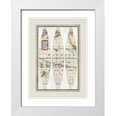 Pacific Ocean - Cassini 1790 White Modern Wood Framed Art Print with Double Matting by Cassini