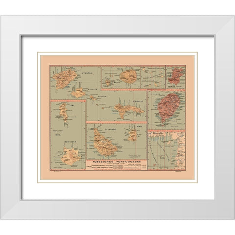 Portuguese Possessions 1903 - Martine 1904 White Modern Wood Framed Art Print with Double Matting by Martine