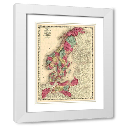 Scandinavia Prussia Sweden Norway Denmark White Modern Wood Framed Art Print with Double Matting by Johnson