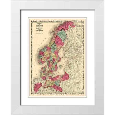 Scandinavia Prussia Sweden Norway Denmark White Modern Wood Framed Art Print with Double Matting by Johnson