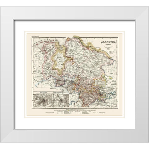 Hannover Province Germany - Radefeld 1851 White Modern Wood Framed Art Print with Double Matting by Radefeld