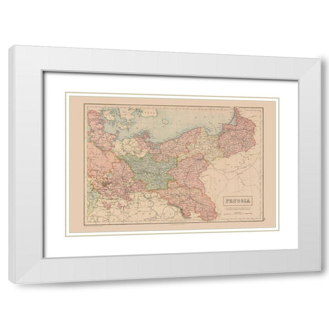 Europe Prussia Germany - Black 1867 White Modern Wood Framed Art Print with Double Matting by Black